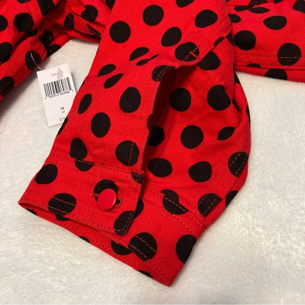 NWT Disney Parks Minnie Mouse Red and Black Jean Style Jacket Women’s - Picture 11 of 14